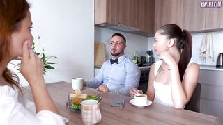 Oriental Wife Kvini Kim and Her Spouse Have Awkward Three-some Sex with Nicole Murkovski!
