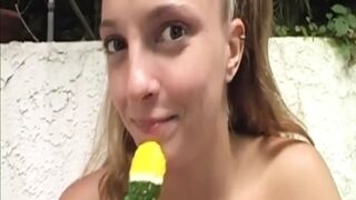 Golden-haired Honey Devours Snatch and Takes Oozing Creampie Load