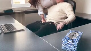 This babe sucks and screws boss to save her job