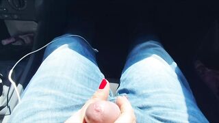 10 minutes of tugjob in traffic, public tugjob!