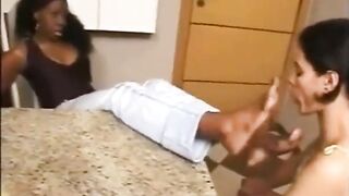 white bitch slave licking dirty flip flop of ebony mistress