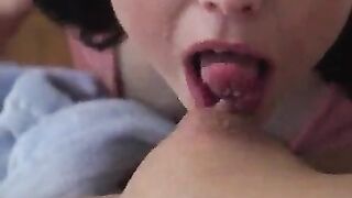 Alice and Arena sucking tits