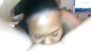 Black Chic Munching On Hairy Pussy