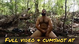 Hawt Hirsute Bodybuilder Muscle Dad Jerking Off in the Forest