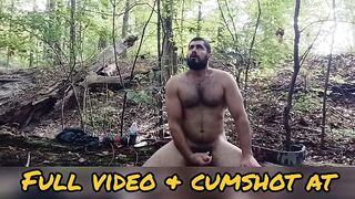 Hawt Hirsute Bodybuilder Muscle Dad Jerking Off in the Forest