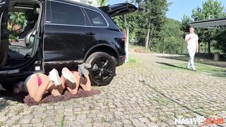 NastyClub - Outdoor 3some with Vixi Rafi and MitzX in Their Broken Car!