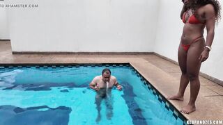 The Ebony Amazon Busts Balls by the Pool