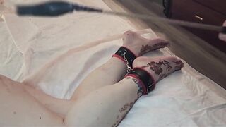 My Pretty Size 13 Womens Feet and Lengthy Legs Being Flogged and Whipped with a Thong and Crop During the time that Bound Jointly with Manacles