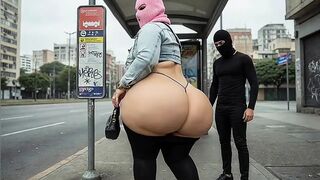 "Masked big beautiful woman Teases Stranger with Massive Booty at Educate Station - Public Risk"