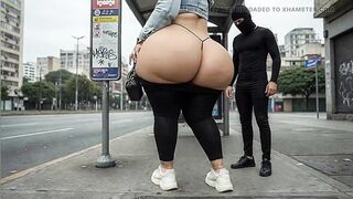 "Masked big beautiful woman Teases Stranger with Massive Booty at Educate Station - Public Risk"