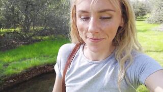Small Blond Gets Huge Outdoor Facial