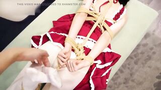 Jw1-a Gal Wearing White Nylons Was Fastened up as Hogtie Slavery