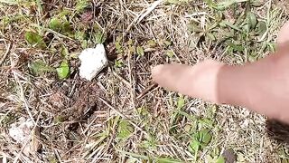 Pee on the Ground Near Truck Wheel