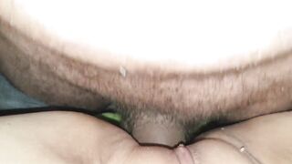 My boyfriend goes all the way in my snatch. Ice cubes and cum enter my.