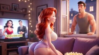 Voluptuous Redhead's Open Window Tease Leads to Vehement Sofa Rencounter with Neighbour (AI generated)