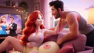 Voluptuous Redhead's Open Window Tease Leads to Vehement Sofa Rencounter with Neighbour (AI generated)