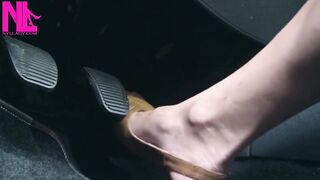 Revving and Driving in Light Brown Peeptoe Sandals