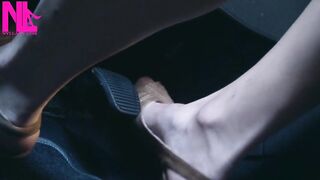 Revving and Driving in Light Brown Peeptoe Sandals