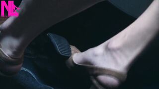 Revving and Driving in Light Brown Peeptoe Sandals