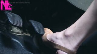 Revving and Driving in Light Brown Peeptoe Sandals