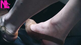Revving and Driving in Light Brown Peeptoe Sandals
