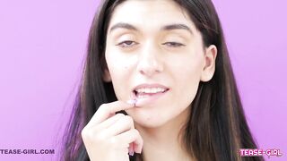 Charming College Brunette hair cums HARD at casting call try-out