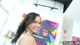 TRUE ANAL Zoe Bloom has her taut butt creampied