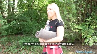Public Agent British Golden-haired Amber Deen 1st time outdoor sex
