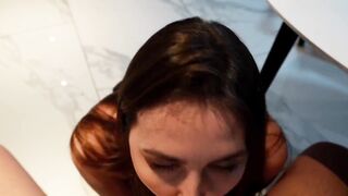 POV: Stepmom Gives Me a Secret Kitchen Fellatio After Staring at My Wang Underneath the Table