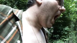 Wicked teen gets drilled by a aged guide in the woods