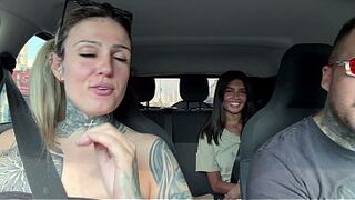 We discovered a homeless hotty named Medinga, took her to the car to have sex with her and gave her some coins.