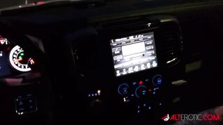 Inked up Mallory Maneater sucks dong in the car