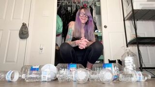 Water Bottle Crushing with Size 16 Large Feet
