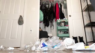Water Bottle Crushing with Size 16 Large Feet