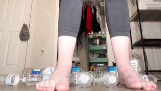 Water Bottle Crushing with Size 16 Large Feet