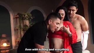 A spouse shares his older wife's snatch with his allies