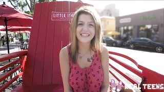 Real Teens - Large titty Sarah Bella bounces on a large schlong