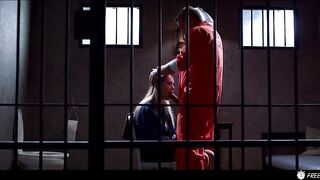 Golden-haired Secretary Facefucked in Prison - Working Beauty Freeze Drilled by Stranger