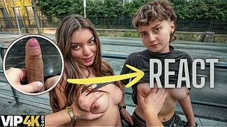 React: VIP4K. 2 charming Lesbian babes don't mind to having a Three-some with a stranger from the teach