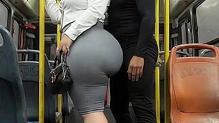 "Masked Secretary big beautiful woman Gets Booty Crammed on Crowded Public Bus"