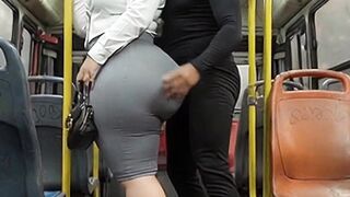 "Masked Secretary big beautiful woman Gets Booty Crammed on Crowded Public Bus"