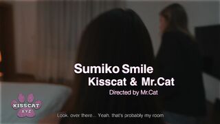 Step Sumiko Smile Rides Step Secretly Previous to That guy Cums Inside Step in Shared Hotel Couch