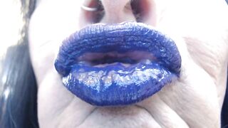 Blue purple lip wand closeup duck