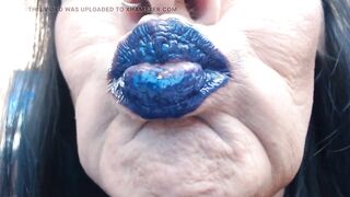 Blue purple lip wand closeup duck