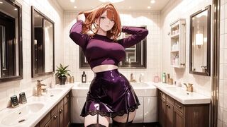 Purple Shiny Outfit Banged to Climax in Bathtub
