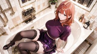 Purple Shiny Outfit Banged to Climax in Bathtub