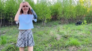 Redhead boy-friend traveler bangs a stranger in car and forest