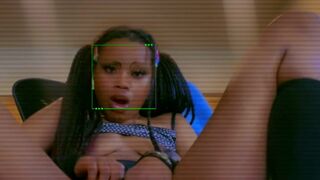 Black Bitch goddess in miniskirt masterbates with Rose toy