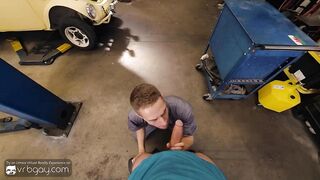 VRB Homosexual: twink mechanic Homosexual gives Sexy Oral and Bangs Anal in advance of his boss coming - HD Porn