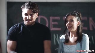 Small latin babe student Natalie Brooks and her boyfriend classmate were asked to have sex in front of their large boobs perv mother i'd like to fuck teacher Elizabeth Skylar